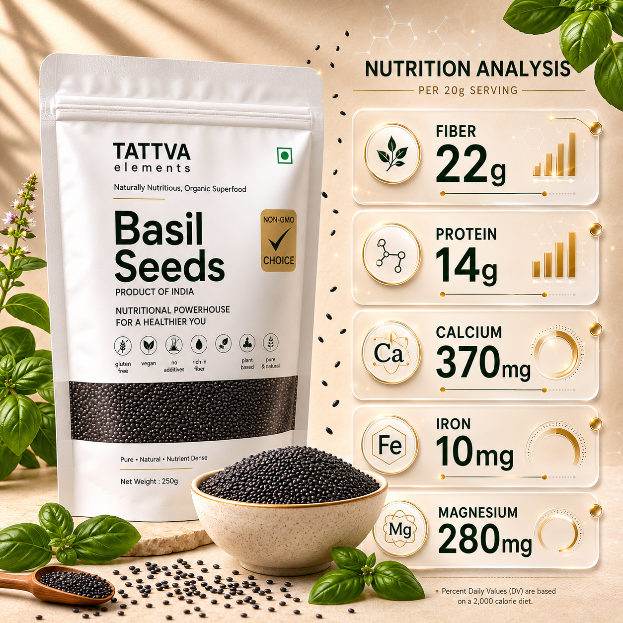 Tattva Elements Premium Basil Seeds