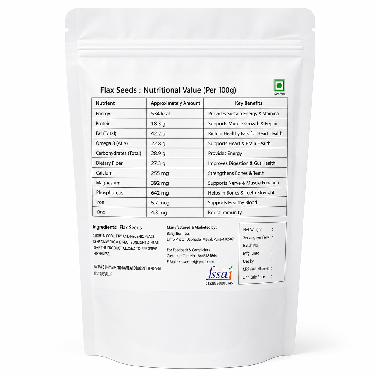 Tattva Elements Premium Flax Seeds